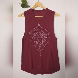 Geometric Print Sleeveless Top - Burgundy Fifth Sun Size Small